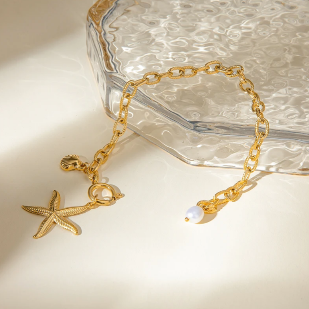 Pulsera Estrella de Mar Dorada y Plateada