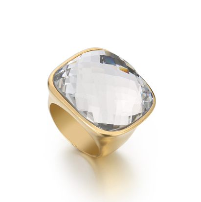 Anillo Piedra Transparente y Negro