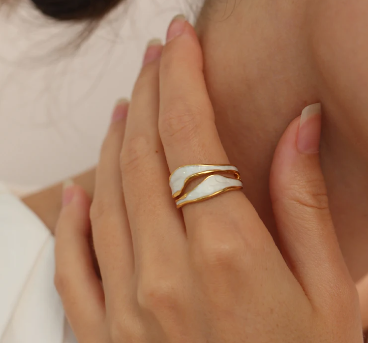 Anillo Esmaltado Blanco