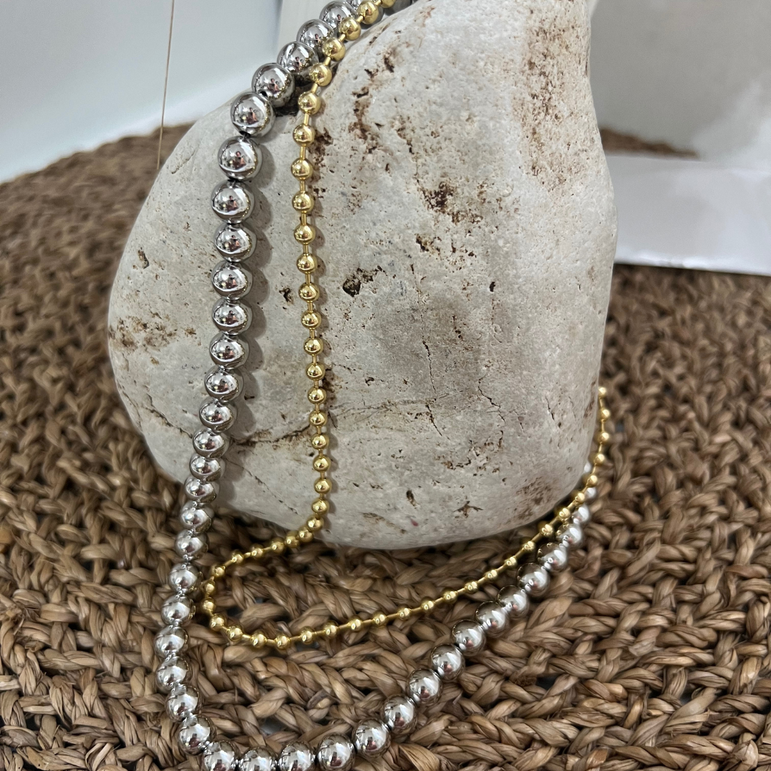 Collar Perlado plata y Oro