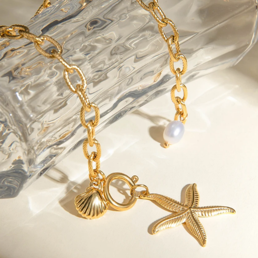 Pulsera  Estrella de Mar Dorada y Plateada