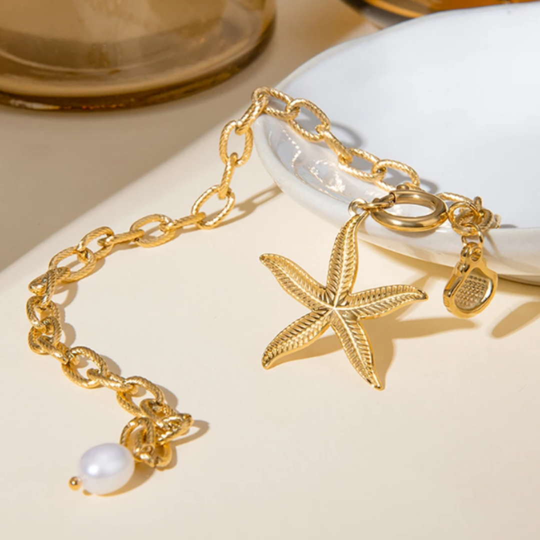 Pulsera  Estrella de Mar Dorada y Plateada