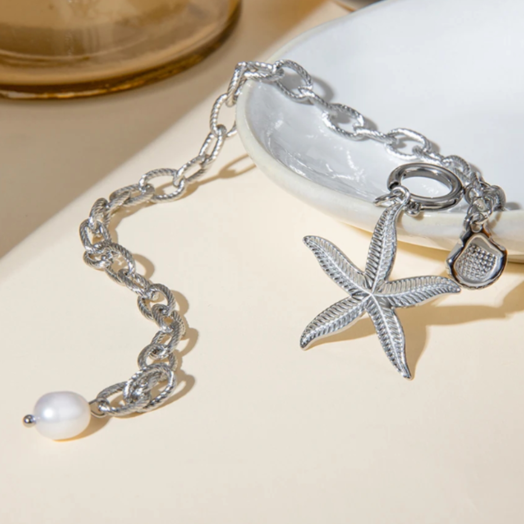 Pulsera  Estrella de Mar Dorada y Plateada