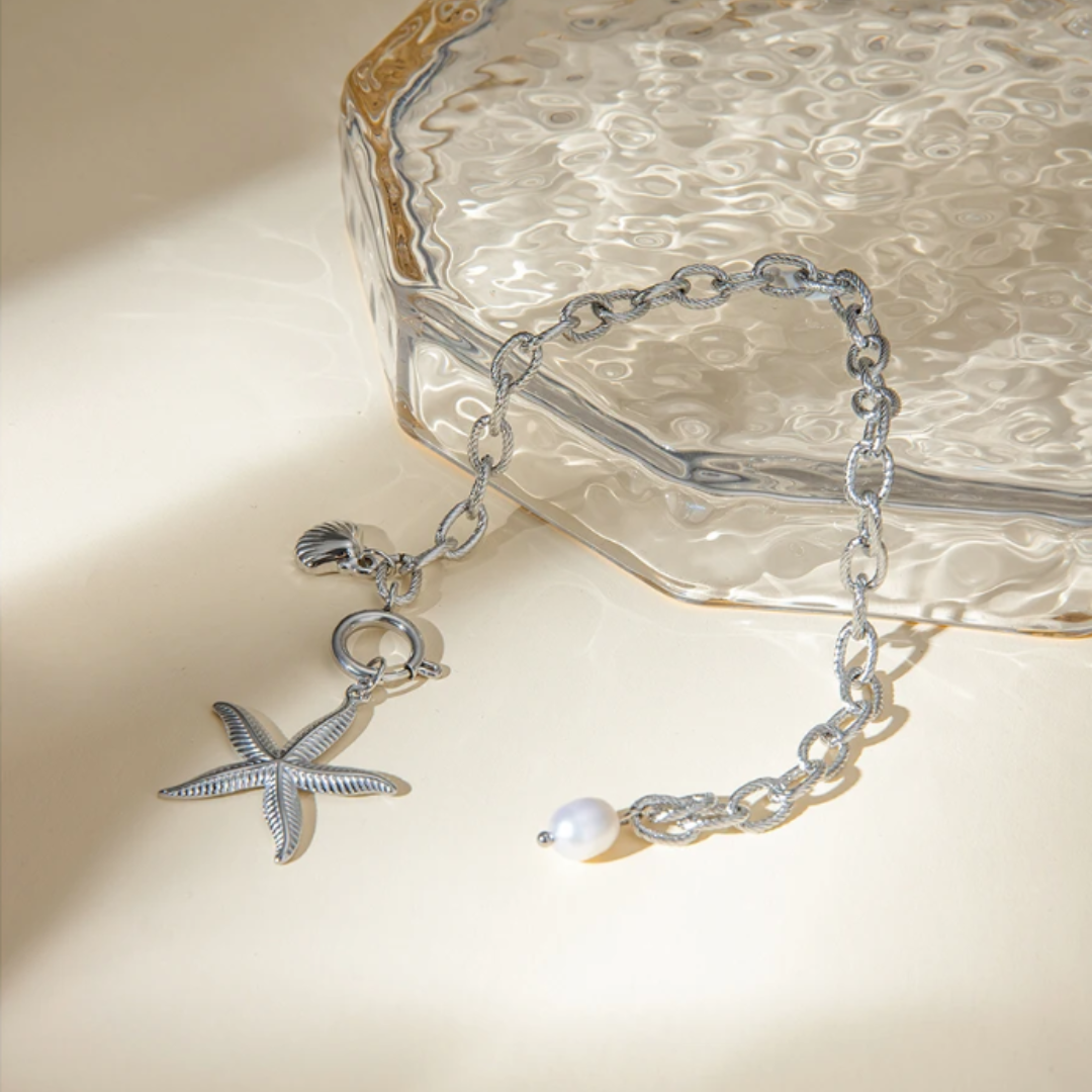 Pulsera  Estrella de Mar Dorada y Plateada