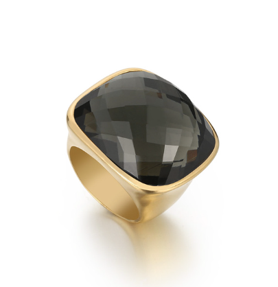 Anillo Piedra Transparente y Negro