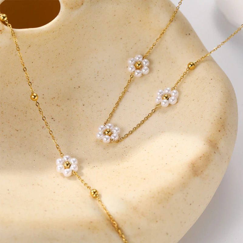 Collar y Brazalete Flores
