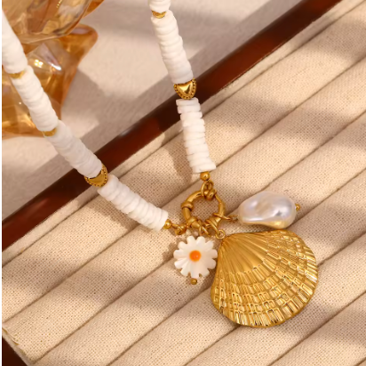 Collar & Pulsera Blanco Ostras