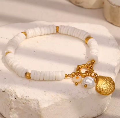Collar & Pulsera Blanco Ostras