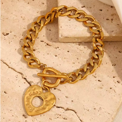 Pulsera Corazón dorado