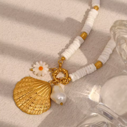 Collar & Pulsera Blanco Ostras