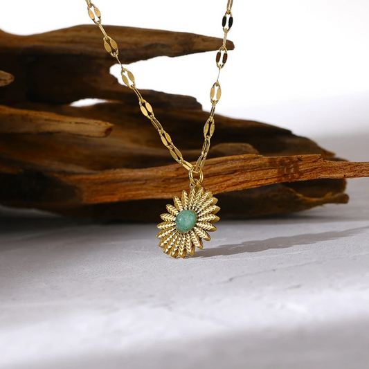 Cadena Flor piedra Verde